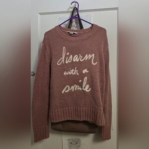 Juniors Pink Sweater With Nice Message